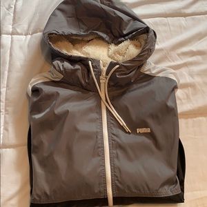 Puma Zip Up Track Jacket Lined Hood Mens Large L